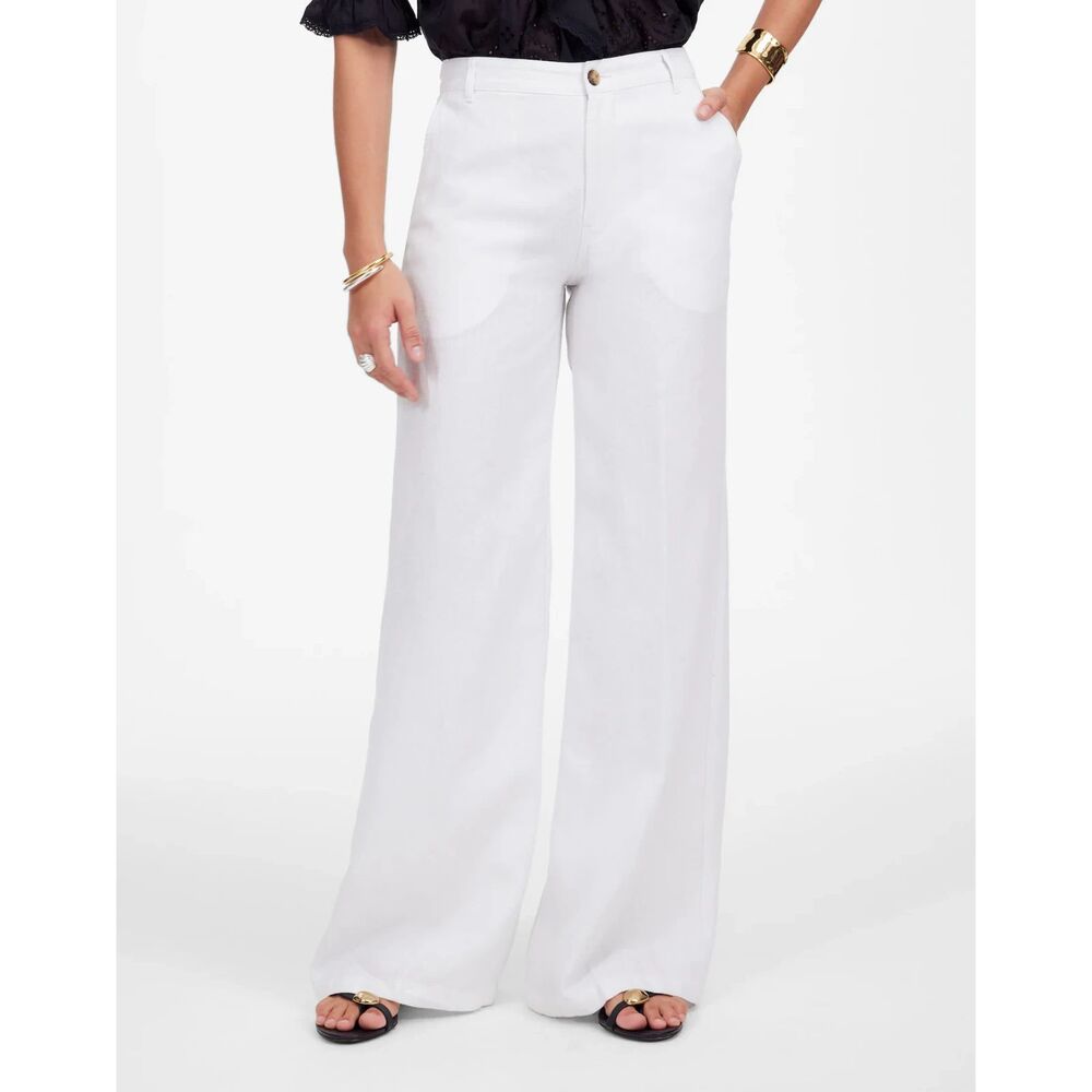NWT The Zoe Relaxed Wide Pant in 100% Linen Salt | 12